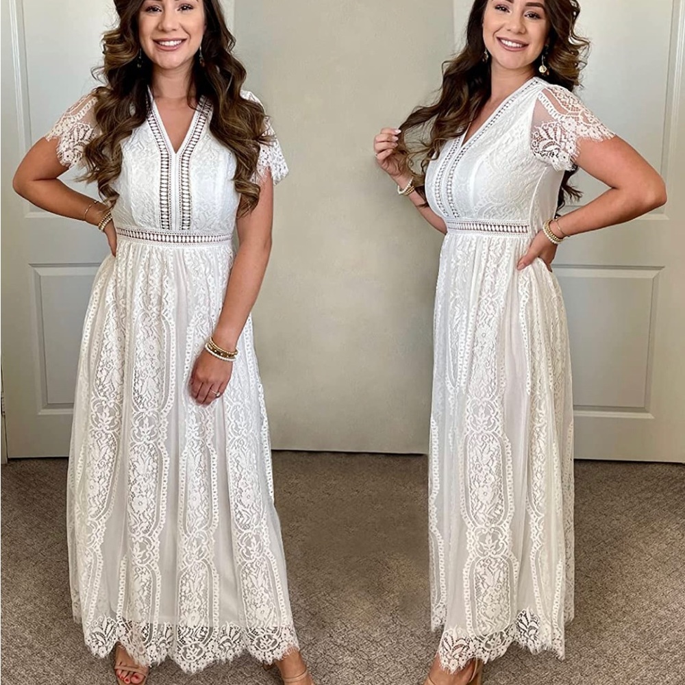Woman’s laced white dress